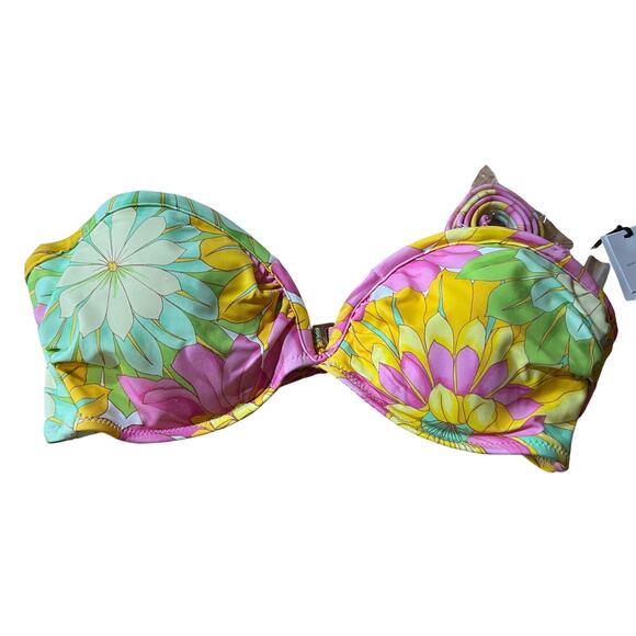 Shade & Shore Women's Floral Print V-Wire Bandeau Bikini Top - Size 36B -NWT - Picture 1 of 9